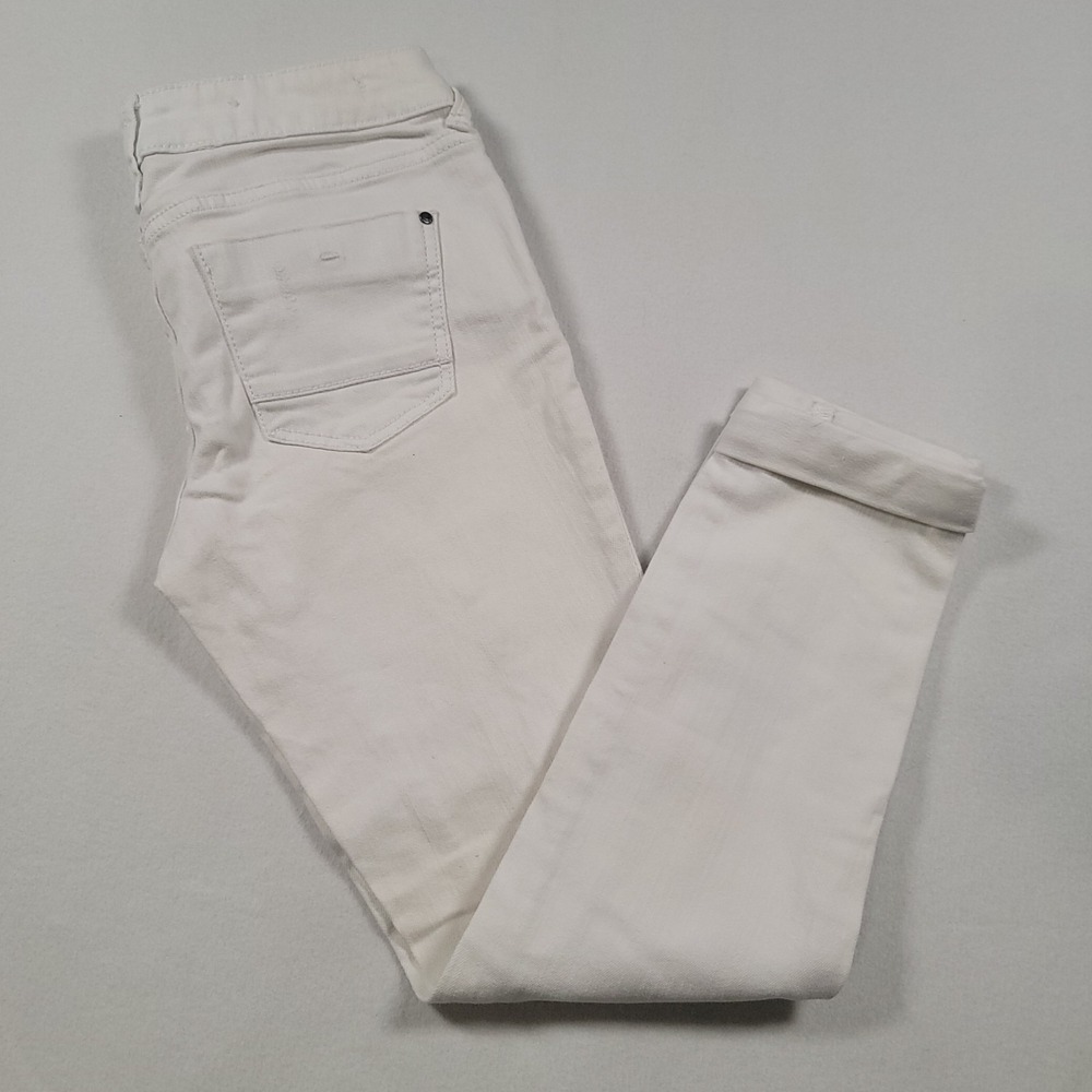 Decree‎ Women Super Skinny Jeans Size 3 White Distressed Stretch Cuffed Ankle